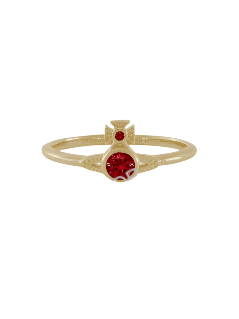 Vivienne Westwood LONDON ORB RING - GOLD / RED CZ