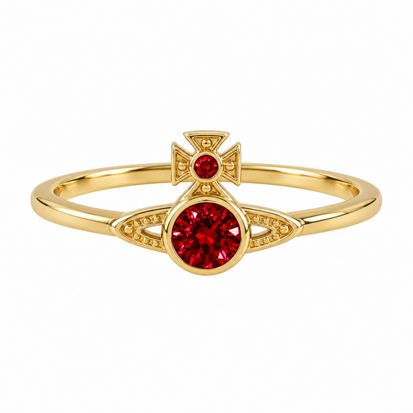 Vivienne Westwood LONDON ORB RING - GOLD / RED CZ