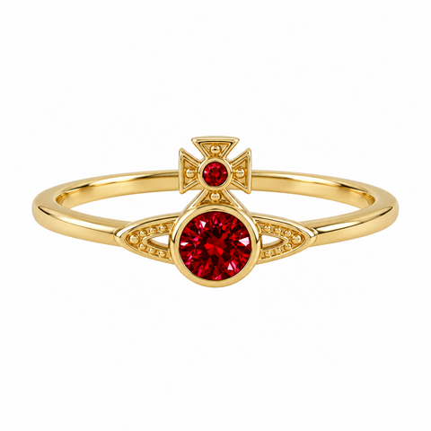 Vivienne Westwood LONDON ORB RING - GOLD / RED CZ