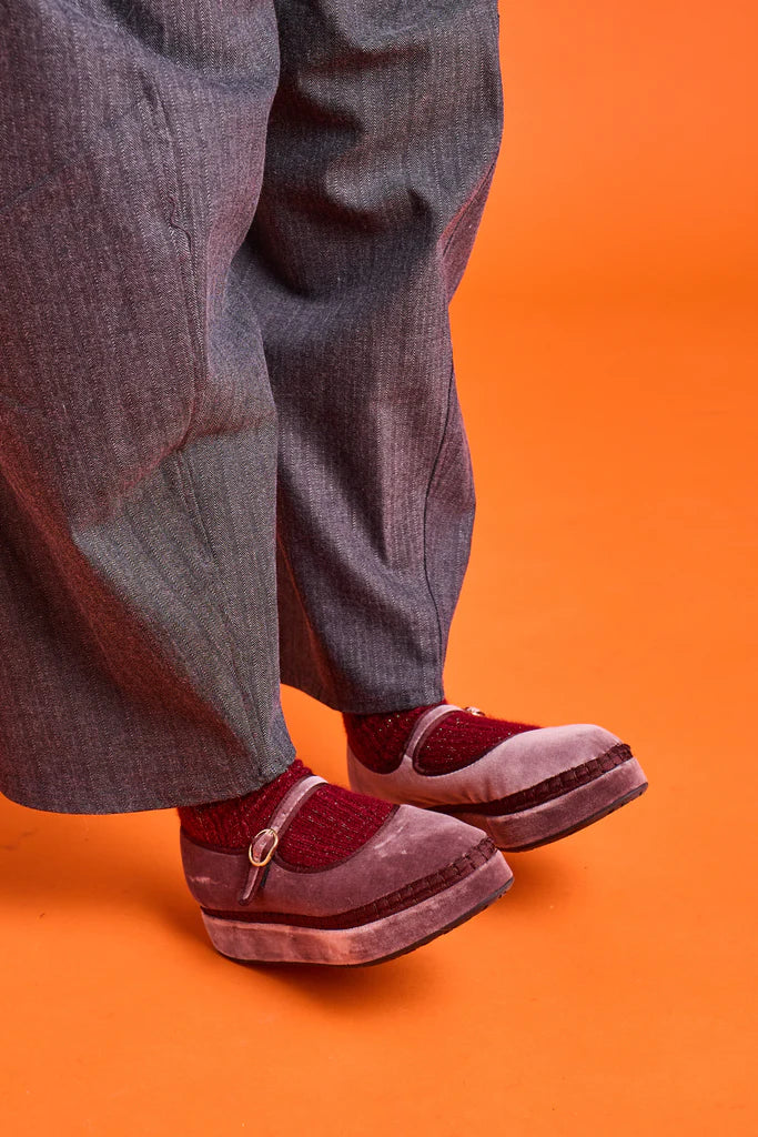 Double Seth Mary Jane velvet shoes