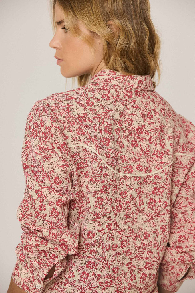 AW26 CAMISA SMOCKED EMBROIDERED SHIRT RED