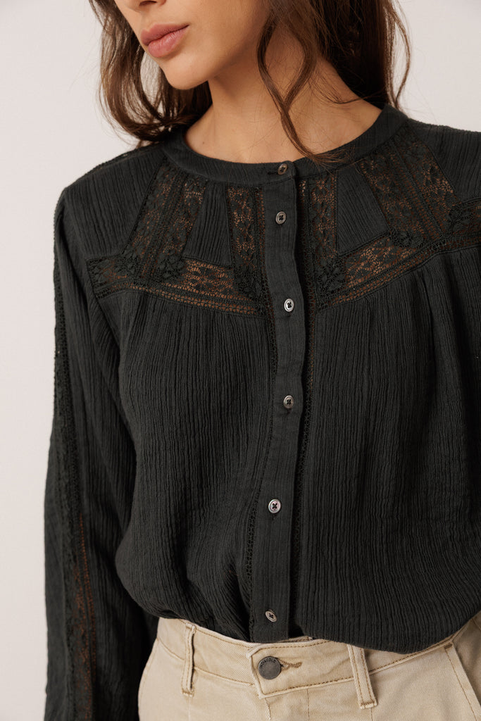 AW26 COMBINATION SHIRT WITH LACE CARBON