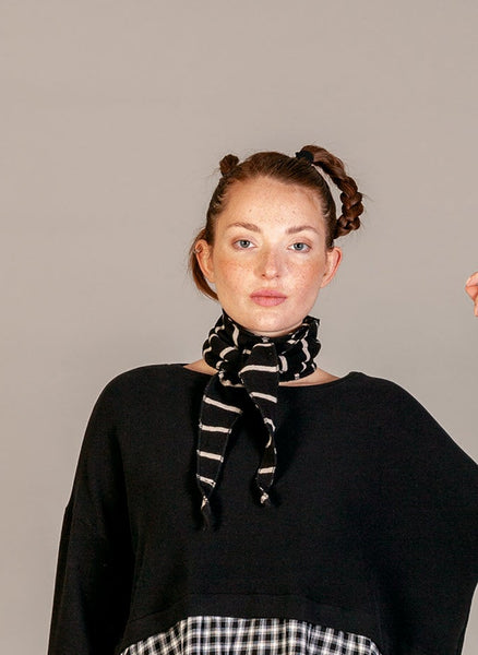 MAMA B AW26 ROSE RIGA SCIARPA/SCARF NERO