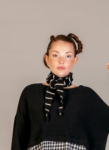 MAMA B AW26 ROSE RIGA SCIARPA/SCARF NERO