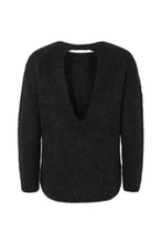 Rabens Saloner Black Fluffy knit open back sweater Dinea