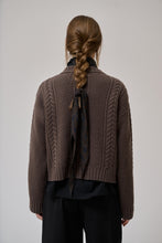 Anne-Mi Dark Dun Heather ls knit cardigan