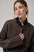 Anne-Mi Dark Dun Heather ls knit cardigan