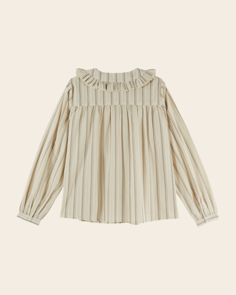 AW26 BLOUSE Pleated beige stripes