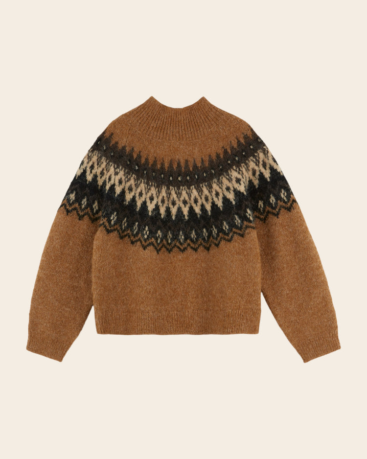 AW26 PULL JACQUARD COL MONTANT