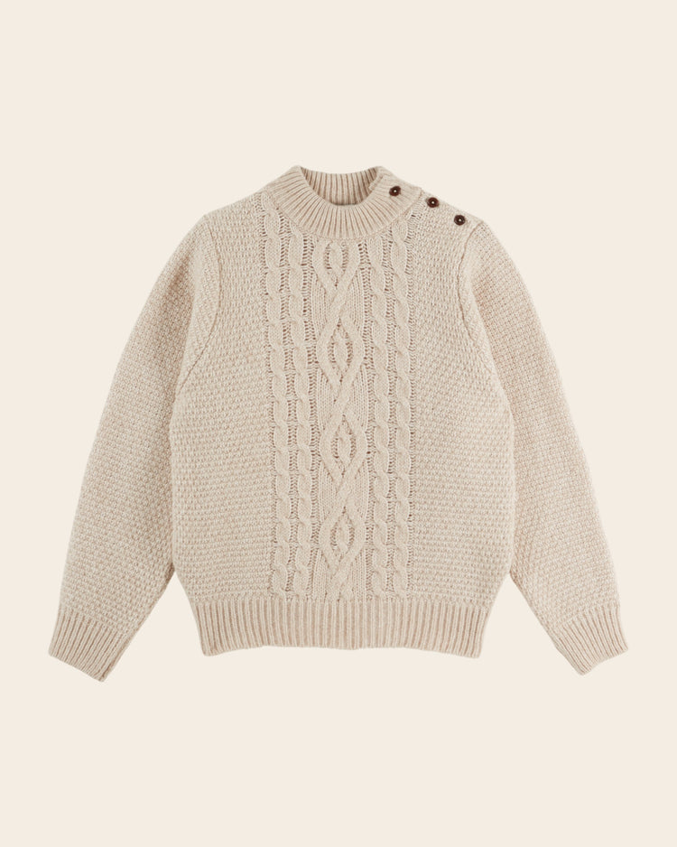 AW26 PULL Beige Irish sweater in merino wool
