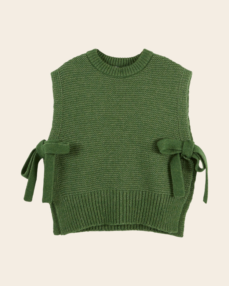 AW26 PULL Beige Sleeveless sweater merino wool blended with Mako cotton