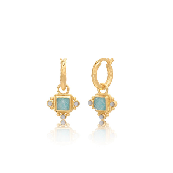 Helena Gold hoop & Stone Charm Earrings