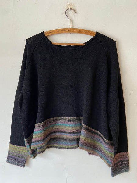 Rundholz AW26 3720704 pullover black stripe