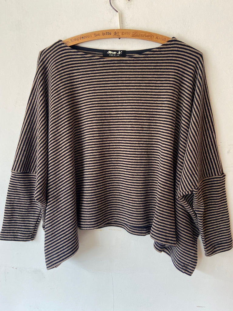 MAMA B KIRA M AW26 JUMPER - NOTTE/ALPACA  (THIN STRIPE)