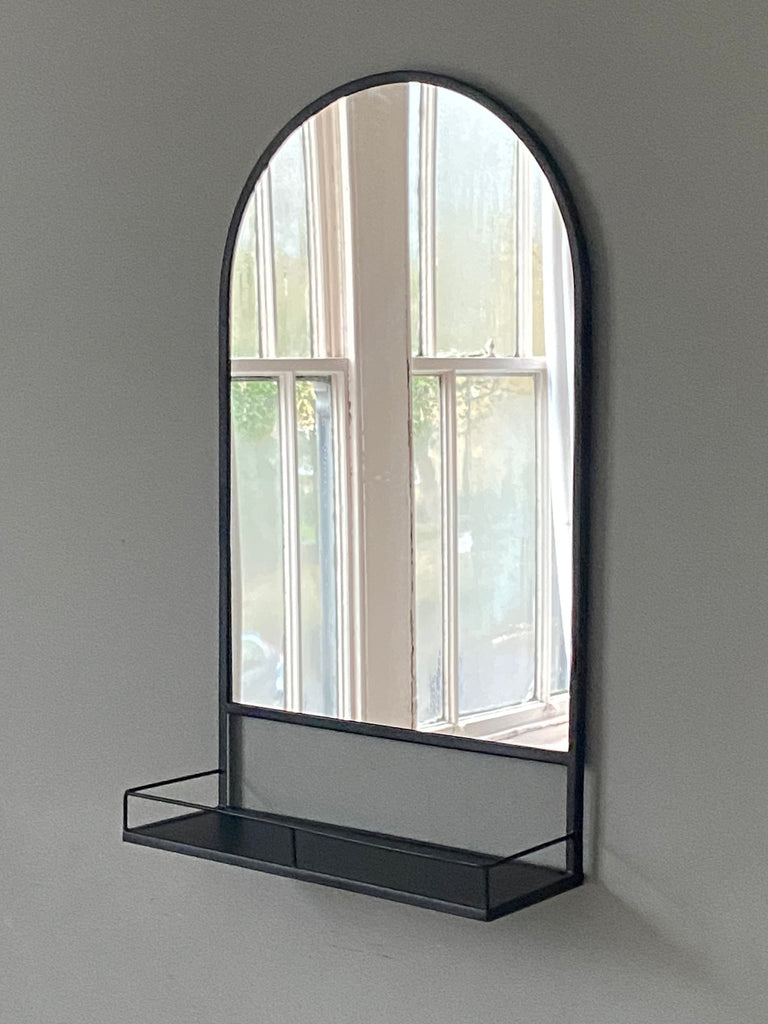 Thomas Black iron mirror with shelf