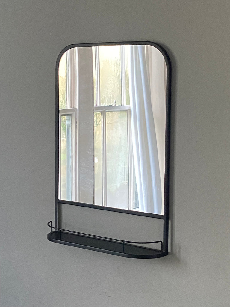 Lucas Wall mirror with mini shelf black