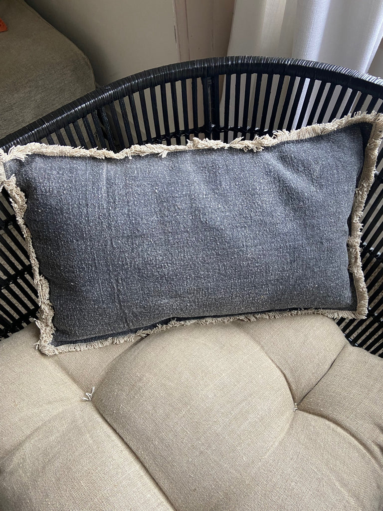 Dara Cotton Cushion 30x50cm - Charcoal