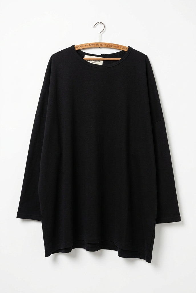 WDTS Asymmetric Medium Weight French Terry Heron Top Black