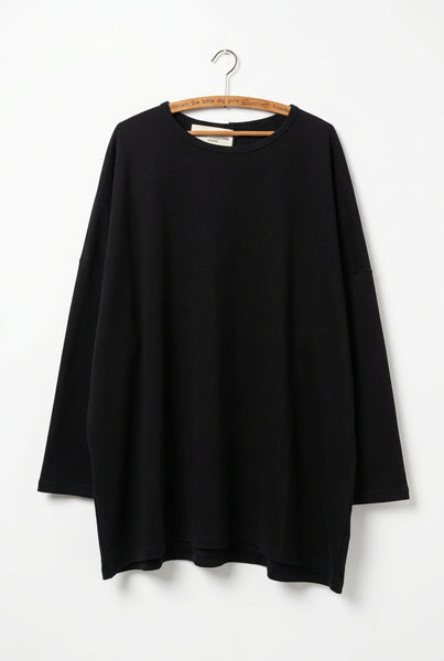 WDTS Asymmetric Medium Weight French Terry Heron Top Black