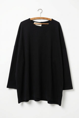 WDTS Asymmetric Medium Weight French Terry Heron Top Black
