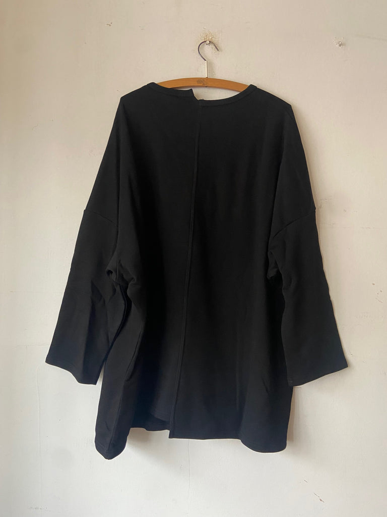 WDTS Asymmetric Medium Weight French Terry Heron Top Black