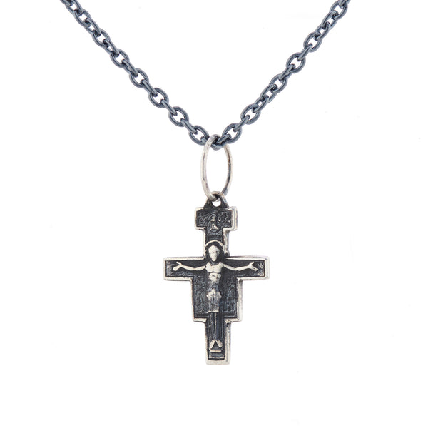 WDTS Oxidised 925 Silver cross with Jesus necklace
