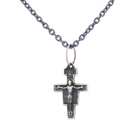 WDTS Oxidised 925 Silver cross with Jesus necklace