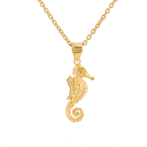 925 Silver Seahorse Necklace - gold plated