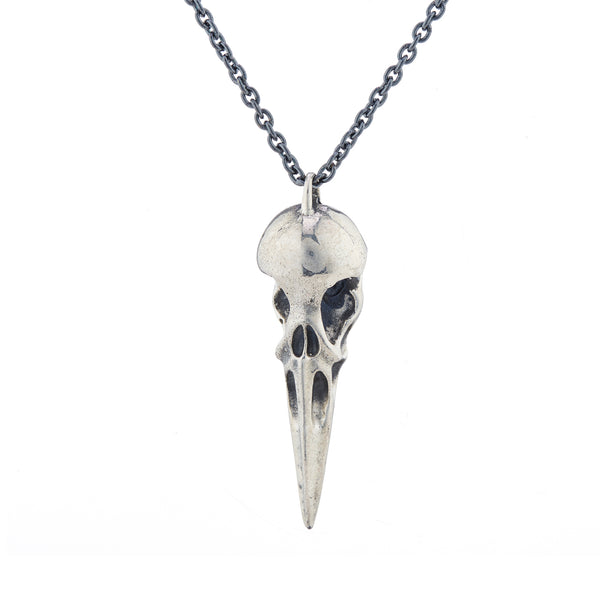 925 Silver Large Bird Skull Necklace
