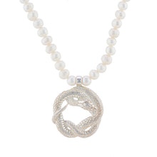 Pearl Necklace W/Snake - Silver