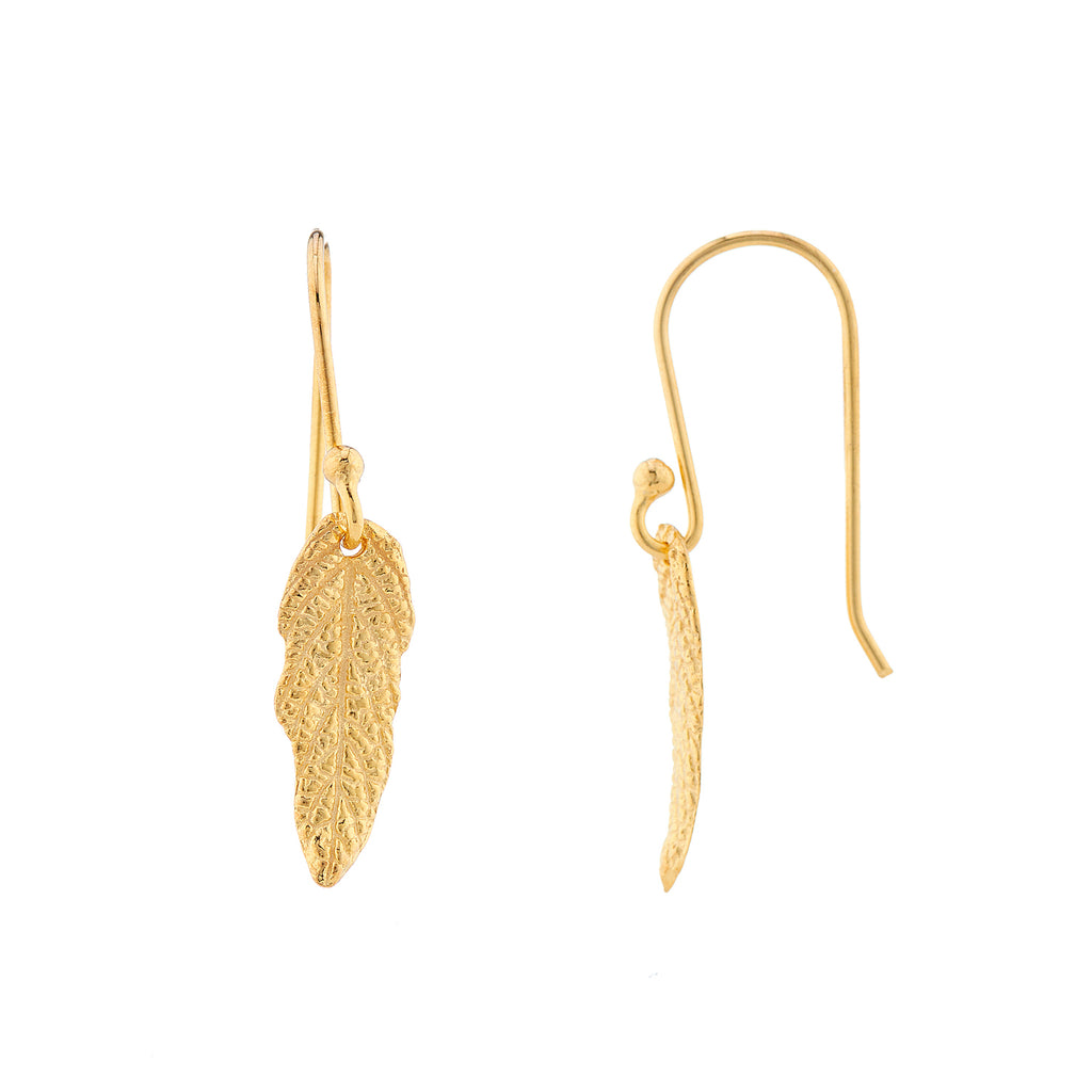 CollardManson 925 Silver Leaf Earrings- gold