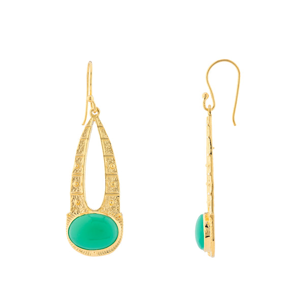 Luna Earrings - Gold Chrysophrase