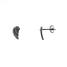 925 Silver Oxidised Small Wing Studs