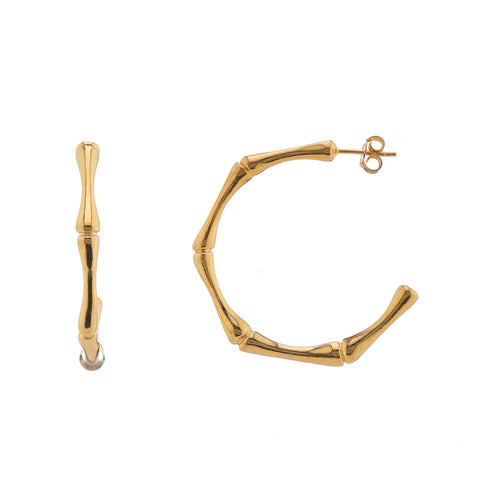 Bamboo Hoops - gold plated