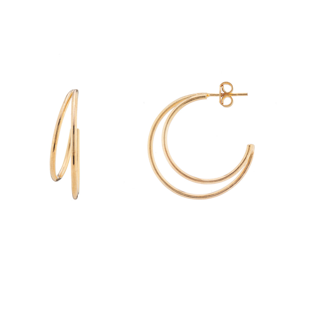 Gold plated 925 Silver Double Crescent Earrings
