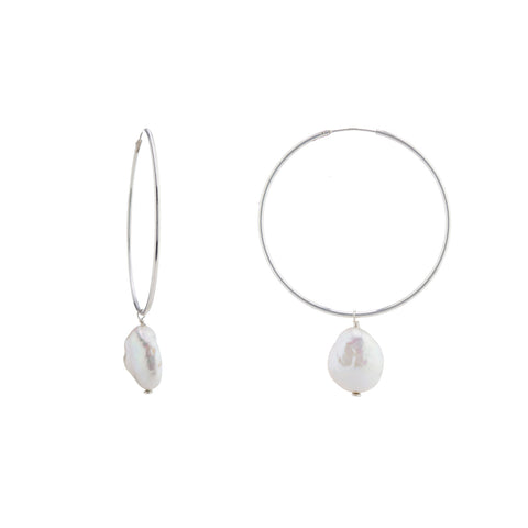 Pearl hoop earrings - med