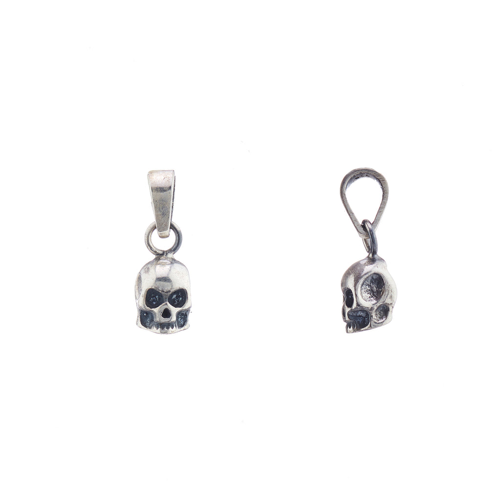 Small Skull Hoop Earrings - Oxidised
