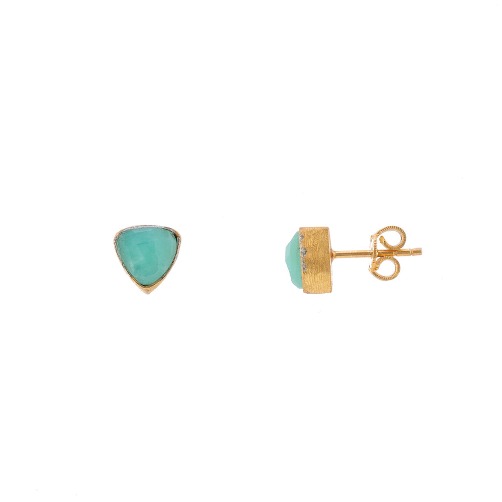 925 Silver Irregular Chrysoprase Earrings- gold