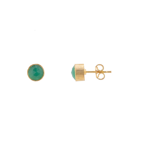 CollardManson 925 Silver Chrysophrase Brushed Studs- gold plated