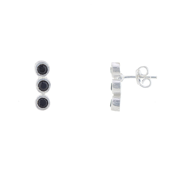 925 Silver Triple Onyx Earrings