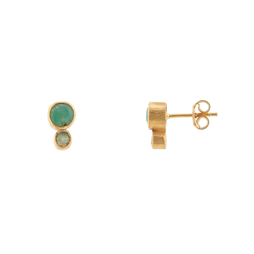 Gold plated Double Chrysophrase Earrings