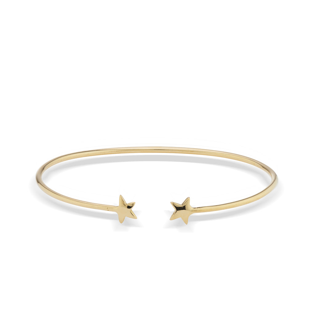 Gold plated 925 Silver Star open bangle