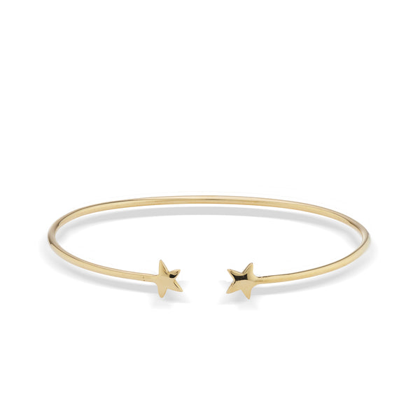 Gold plated 925 Silver Star open bangle