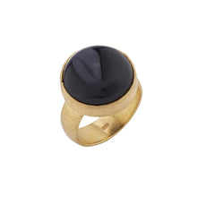 925 Silver - gold plated onyx ring