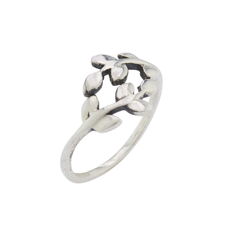 925 Silver Oxidised leafy Ring