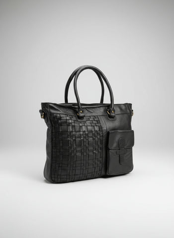Sienna Bohemian Leather Bag -  Black
