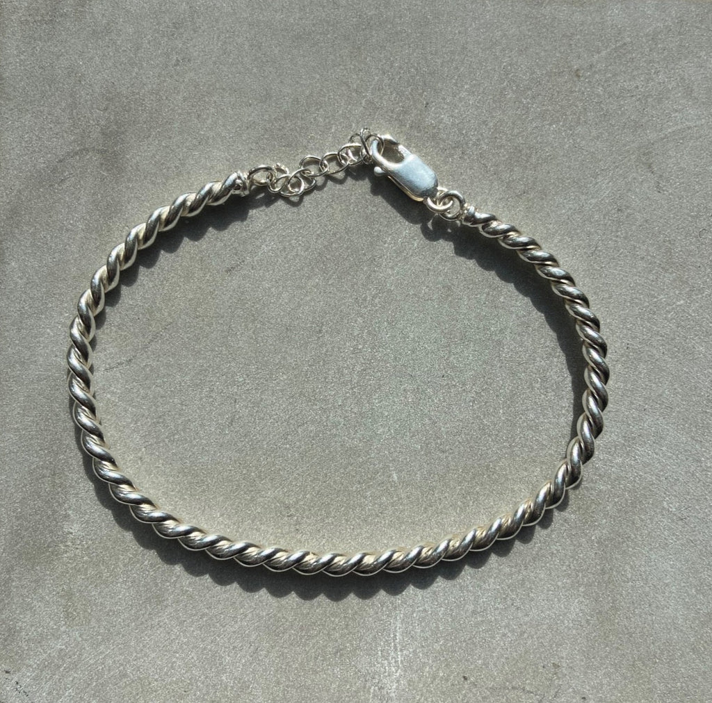 925 lightly Oxidised Silver rope chain bracelet