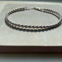 925 lightly Oxidised Silver rope chain bracelet