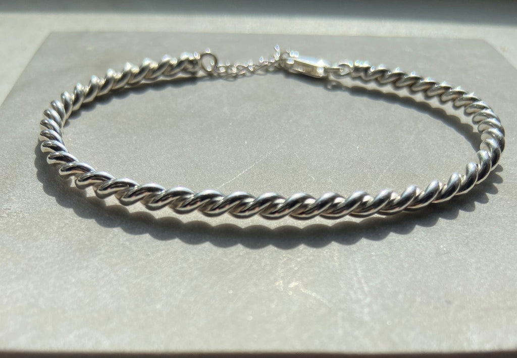 925 lightly Oxidised Silver rope chain bracelet