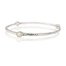 925 silver Tri stone bangle- moonstone